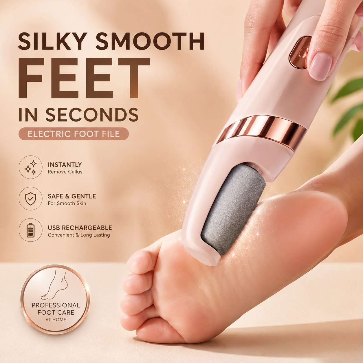 2-in-1 Electric Callus Remover – Portable Foot Care Pedicure Tool with Dual Rollers for Smooth & Soft Feet