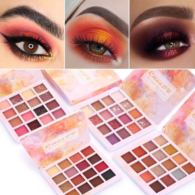 AuraGlow 16 Color Eyeshadow Makeup Palette – Richly Pigmented Matte & Shimmer Powder Eye Shadow Kit, Professional Multi-Color Cosmetics | TRYNDZI