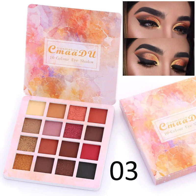 AuraGlow 16 Color Eyeshadow Makeup Palette – Richly Pigmented Matte & Shimmer Powder Eye Shadow Kit, Professional Multi-Color Cosmetics | TRYNDZI