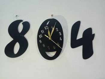 3d wall clock Wooden black color Wall Clock (804)