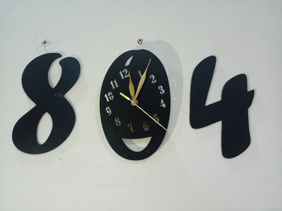 3d wall clock Wooden black color Wall Clock (804)