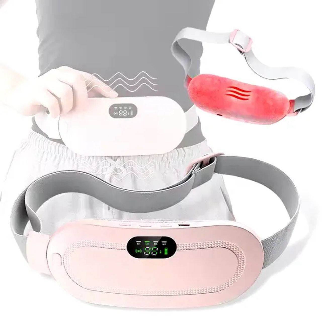 Portable Menstrual Heating Pad & Period Pain Relief Belt – Wearable Heated Belly Wrap with 3 Heat Levels and 4 Vibration Massage Modes for Cramps | TRYNDZI