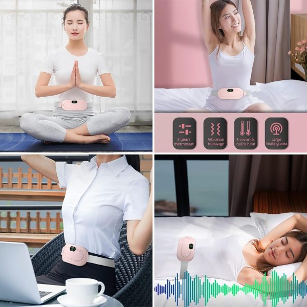 Portable Menstrual Heating Pad & Period Pain Relief Belt – Wearable Heated Belly Wrap with 3 Heat Levels and 4 Vibration Massage Modes for Cramps | TRYNDZI