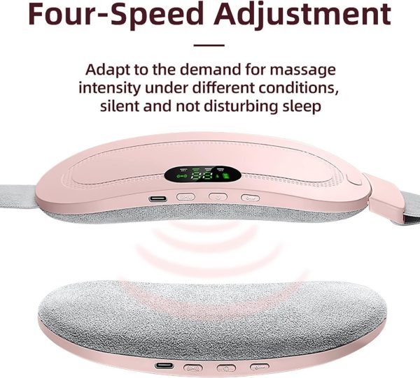 Portable Menstrual Heating Pad Belt for Women – Electric Period Pain Relief Massager with 3 Heat Levels & 4 Massage Modes