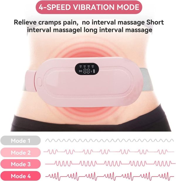 Portable Menstrual Heating Pad Belt for Women – Electric Period Pain Relief Massager with 3 Heat Levels & 4 Massage Modes