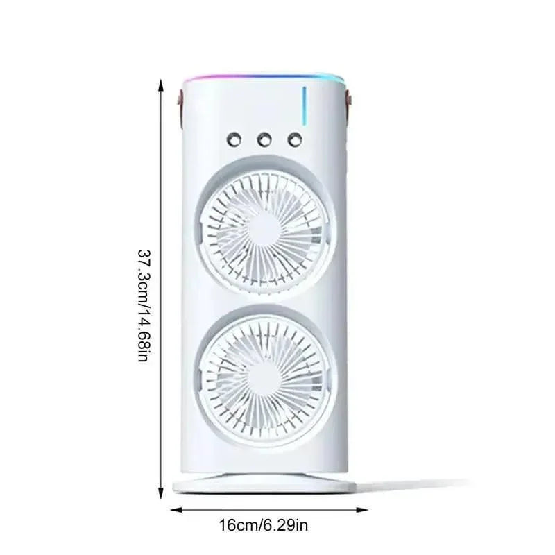 Electric Mist Fan - Dual Spray with Automatic Rotation and Lighting Effects