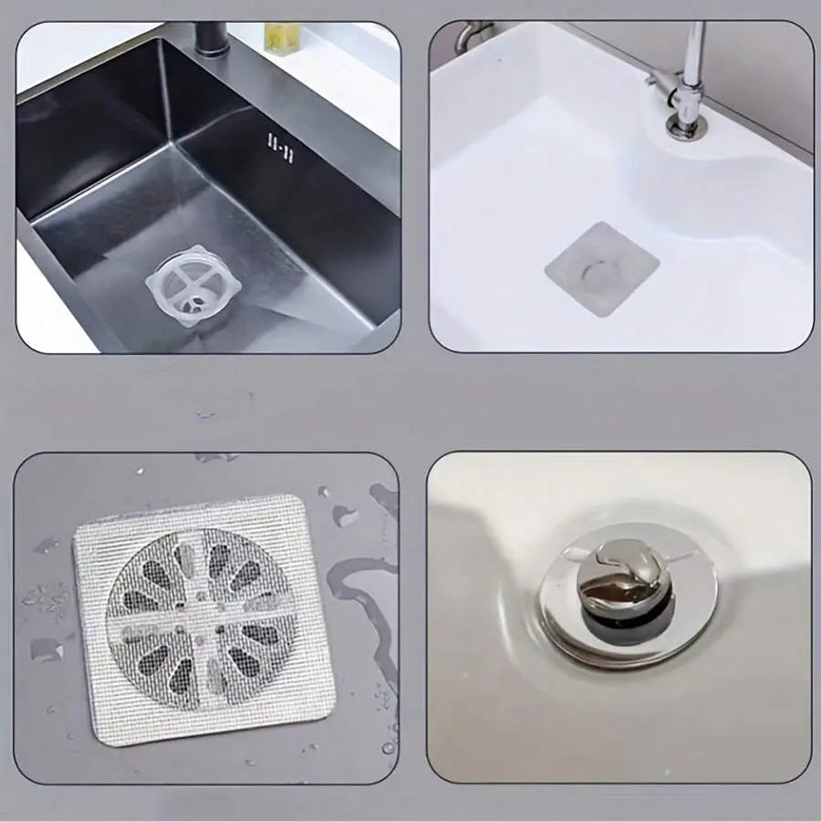 Disposable Drain Filter Stickers – Anti-Clog Hair Catcher Mesh for Bathroom, Kitchen & Shower Drains (PACK OF 10)