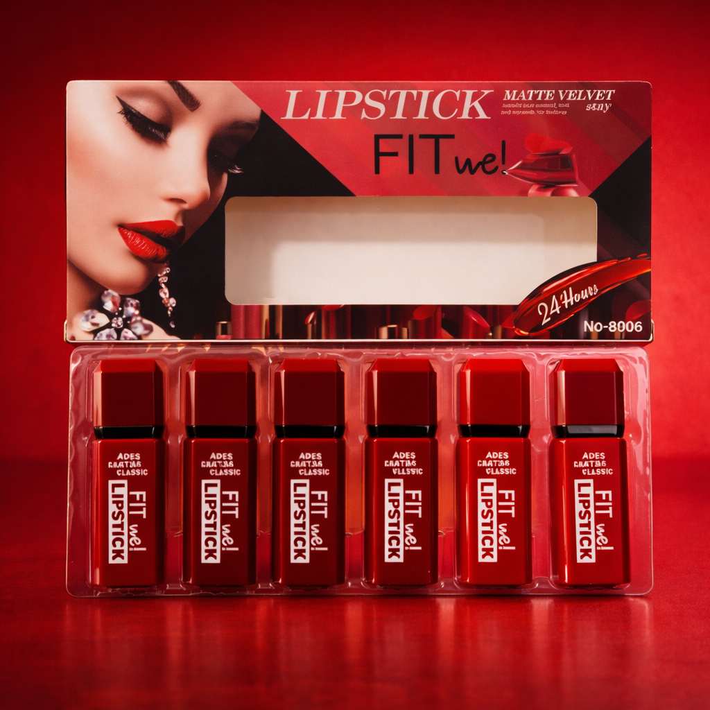 Crimson Vault 6 Pcs Matte Velvet Lipstick Set – Long Lasting Creamy Red Lip Color Collection, Transfer-Resistant Highly Pigmented Lipstick Kit | TRYNDZI