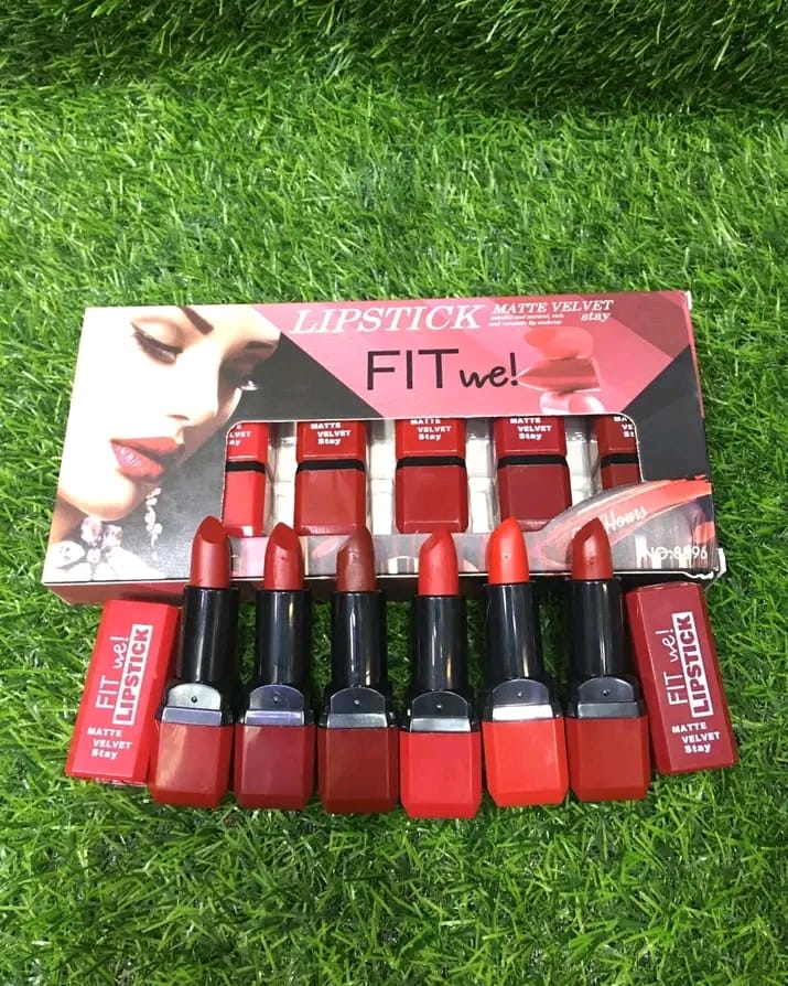 Crimson Vault 6 Pcs Matte Velvet Lipstick Set – Long Lasting Creamy Red Lip Color Collection, Transfer-Resistant Highly Pigmented Lipstick Kit | TRYNDZI