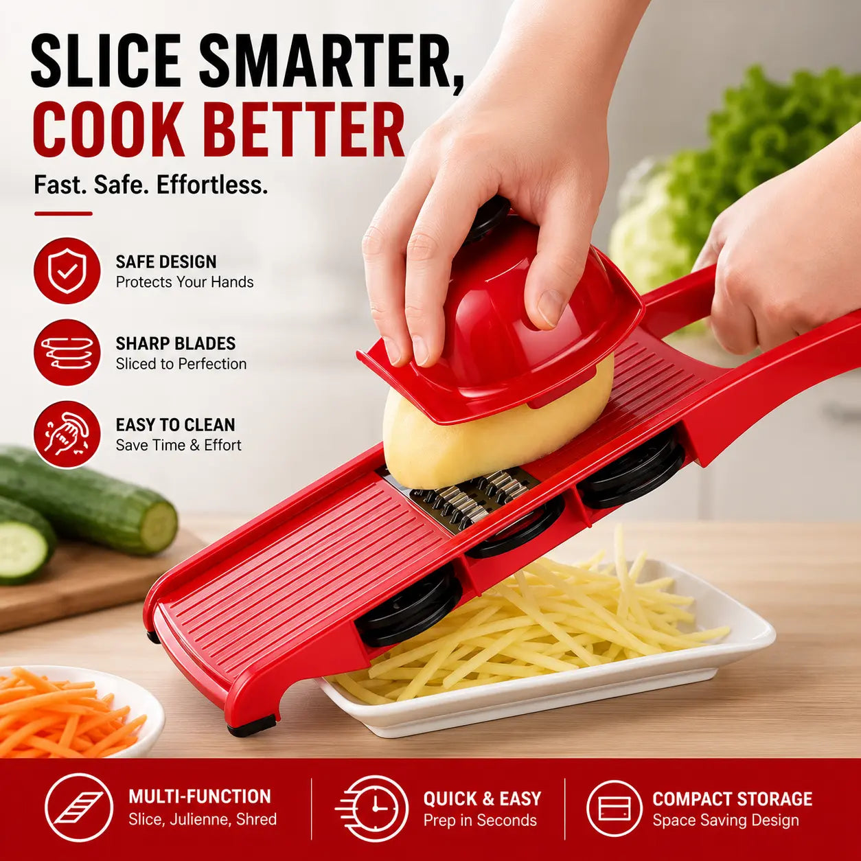 10-in-1 Multifunction Vegetable Slicer & Mandoline Cutter Set – Adjustable Kitchen Chopper with Storage Container