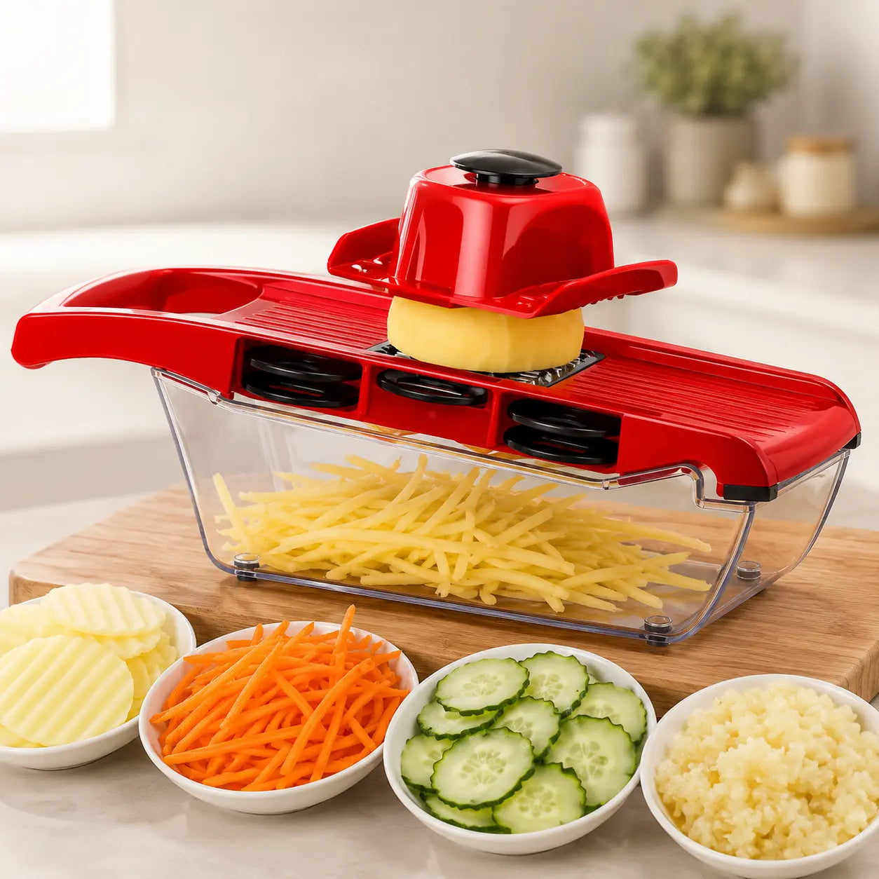 10-in-1 Multifunction Vegetable Slicer & Mandoline Cutter Set – Adjustable Kitchen Chopper with Storage Container