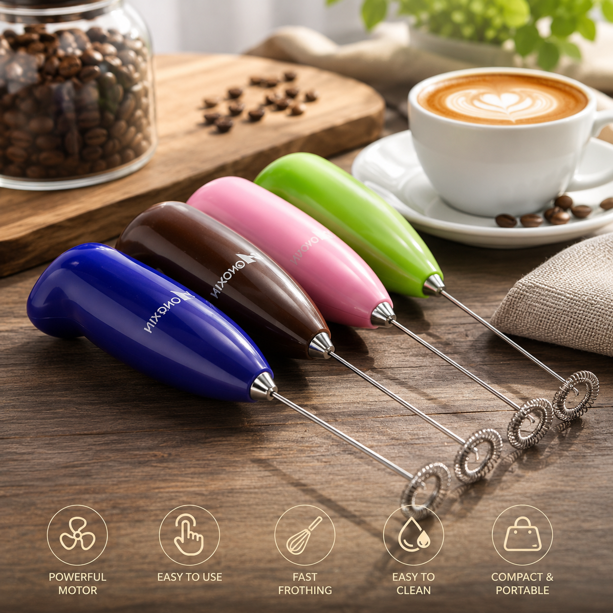 Electric Milk Frother Handheld Coffee Mixer – Portable Mini Foam Maker for Coffee, Latte, Cappuccino & Hot Chocolate