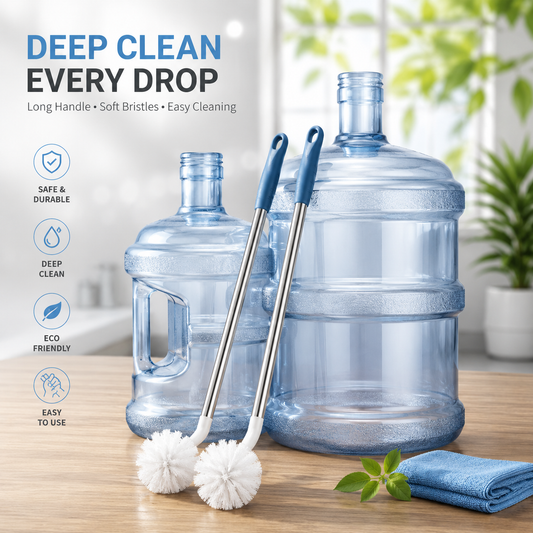 Long Handle Water Bottle Cleaning Brush Set – Deep Cleaning Brush for Water Dispensers, Gallon Bottles, Jugs & Containers
