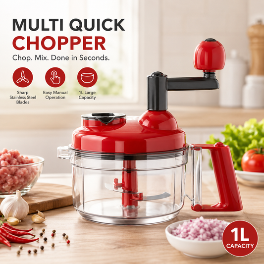 Multifunction Manual Food Chopper & Mixer – Hand Pull Vegetable Chopper with Egg Separator and Anti-Slip Bowl