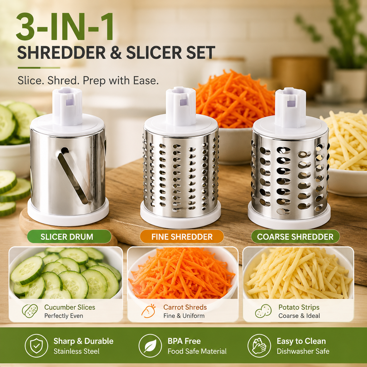 Multifunction Rotary Hand Crank Grinder – Manual Nut, Biscuit, Garlic & Food Shredder with Stainless Steel Drum Blade