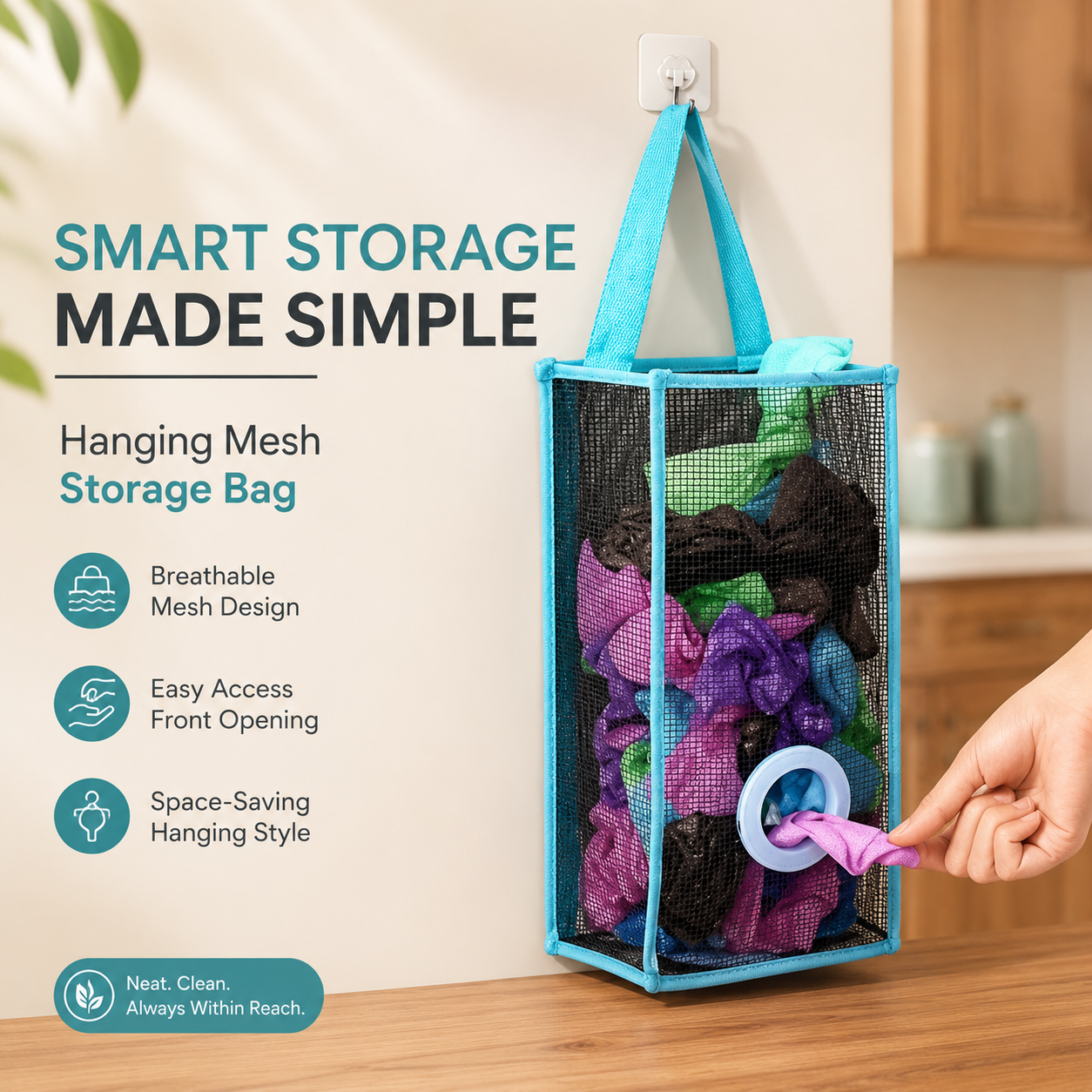 Wall-Mounted Mesh Plastic Bag Dispenser – Reusable Grocery Bag Storage Organizer for Kitchen & Home