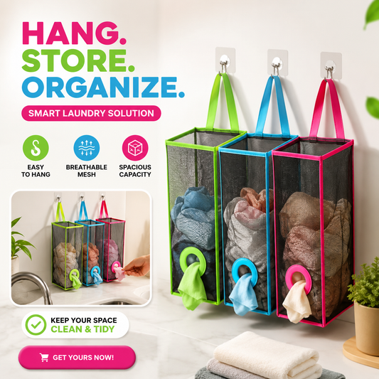 Wall-Mounted Mesh Plastic Bag Dispenser – Reusable Grocery Bag Storage Organizer for Kitchen & Home