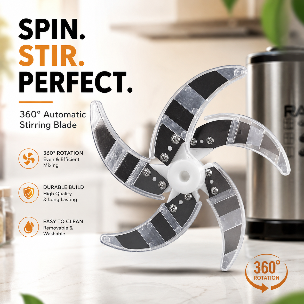 RAF 5-in-1 Electric Food Processor R.7034 – 1.5L Stainless Steel Multi-Function Chopper, Mixer & Blender