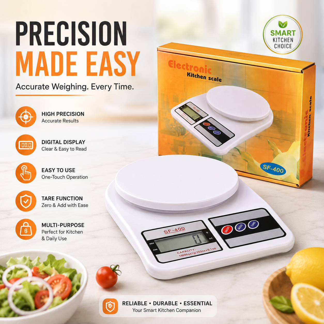 SF-400 Digital Kitchen Weighing Scale – High Precision Electronic Food Scale with LCD Display (Up to 10KG)