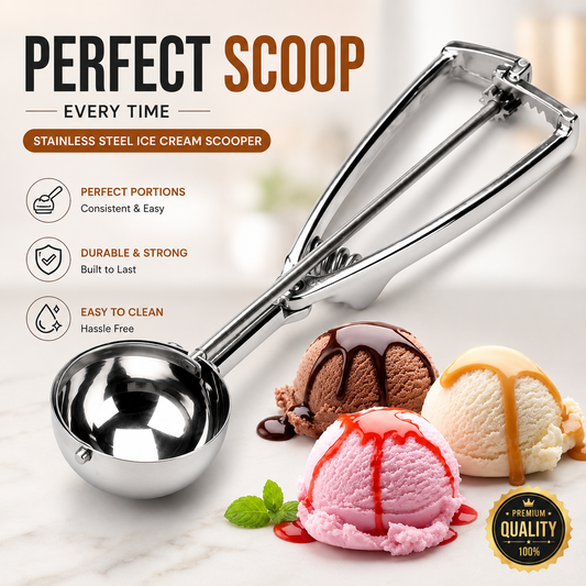 Premium Stainless Steel Ice Cream Scoop with Trigger Release – Heavy-Duty Cookie, Gelato &amp; Dessert Scooper