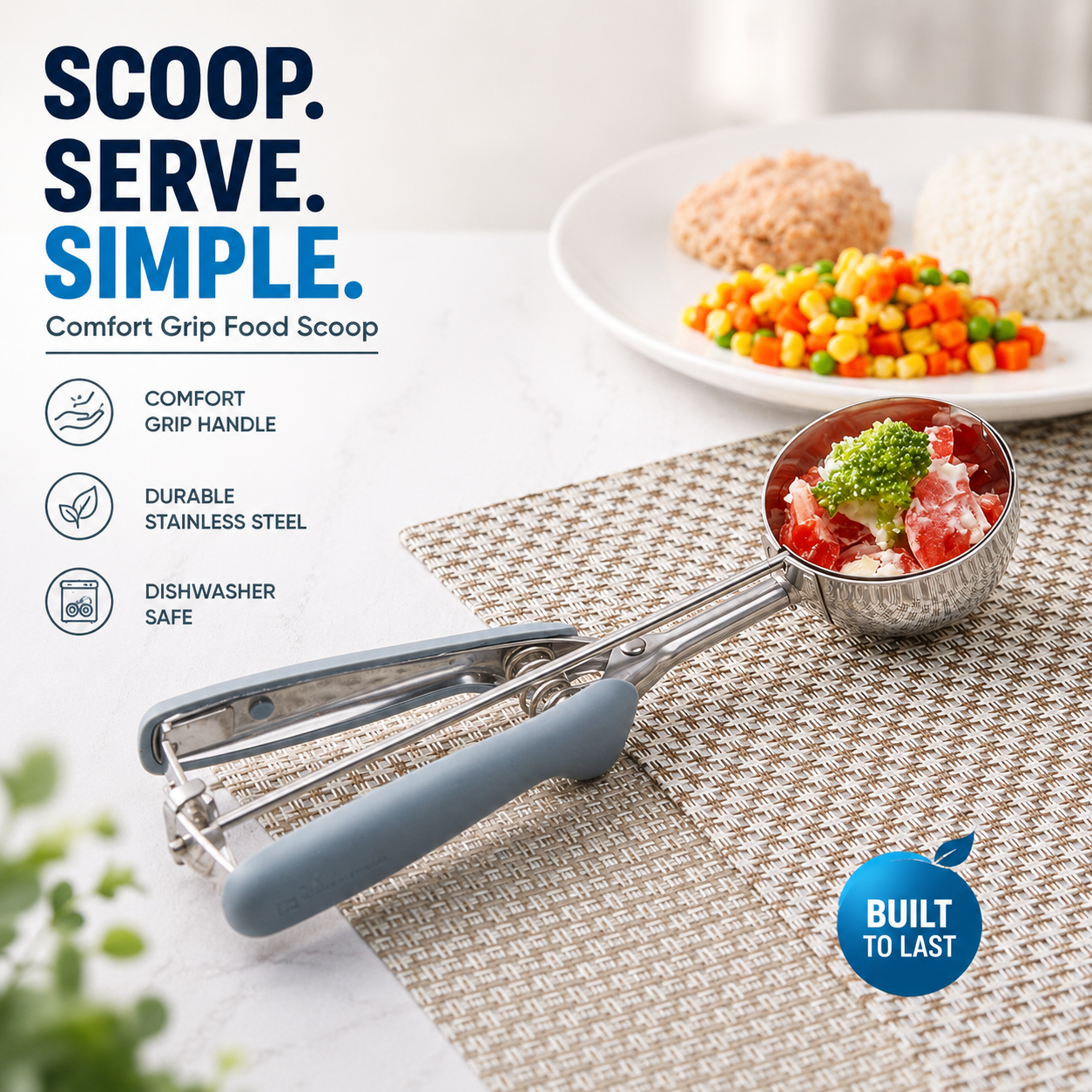 Premium Stainless Steel Ice Cream Scoop with Trigger Release – Heavy-Duty Cookie, Gelato &amp; Dessert Scooper