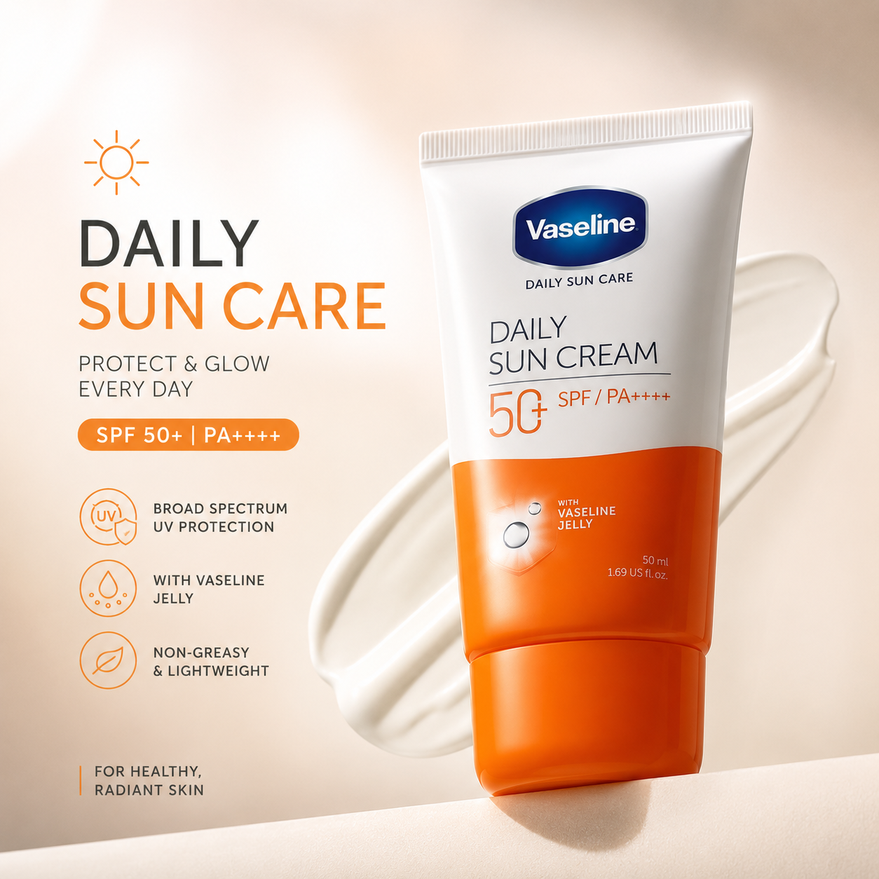 Vaseline Daily Sun Cream Lightweight Broad Spectrum UV Protection