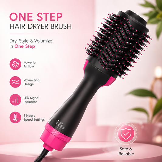 One-Step Hot Air Hair Dryer Brush – Volumizing Blow Dryer &amp; Styling Brush for Salon-Quality Hair