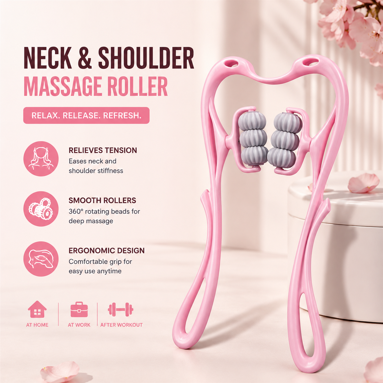 360° Neck &amp; Shoulder Massager Roller – Deep Tissue Muscle Relaxation &amp; Stress Relief Tool