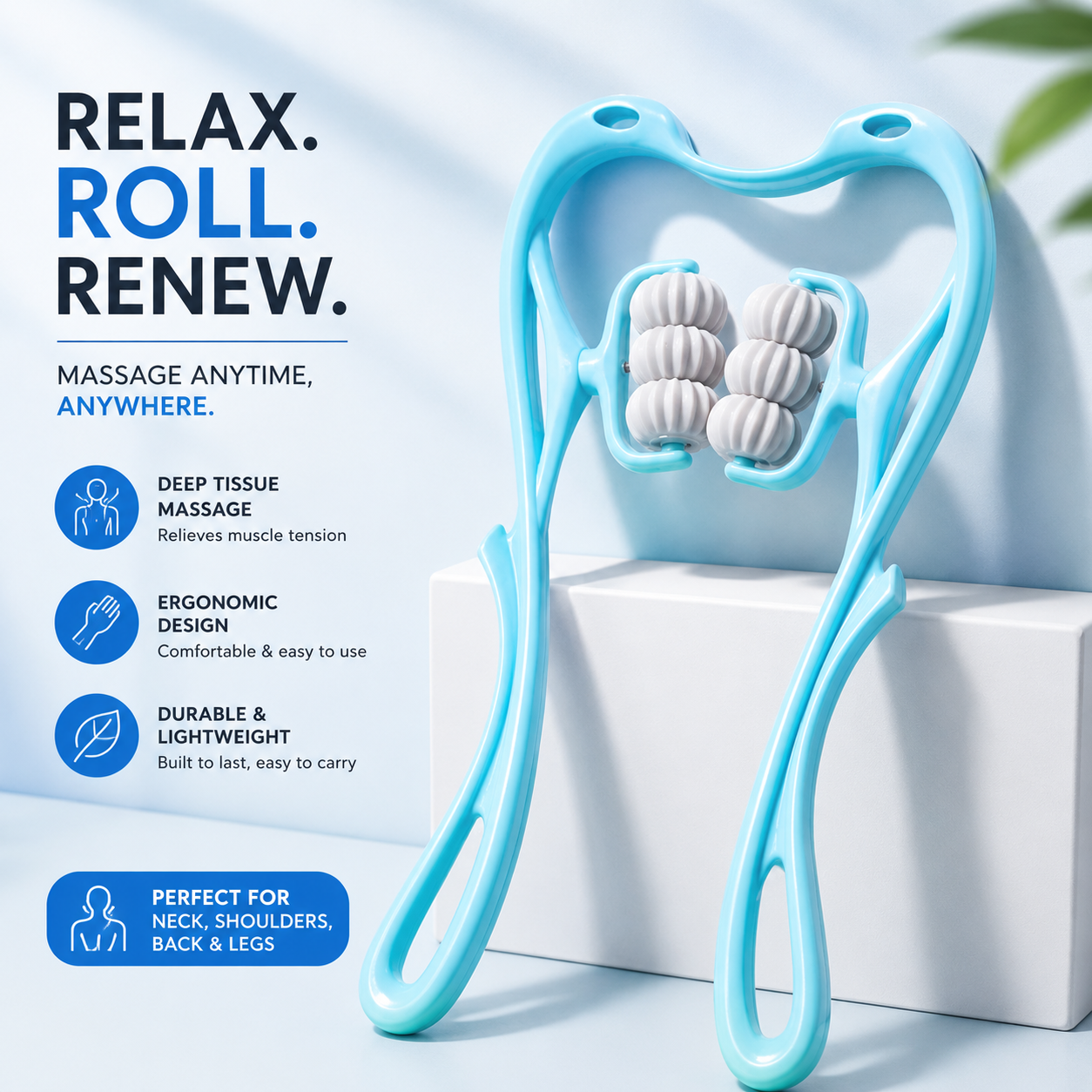 360° Neck &amp; Shoulder Massager Roller – Deep Tissue Muscle Relaxation &amp; Stress Relief Tool