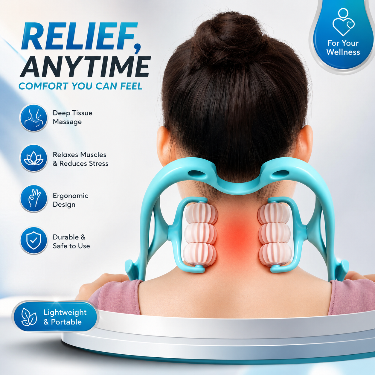 360° Neck &amp; Shoulder Massager Roller – Deep Tissue Muscle Relaxation &amp; Stress Relief Tool