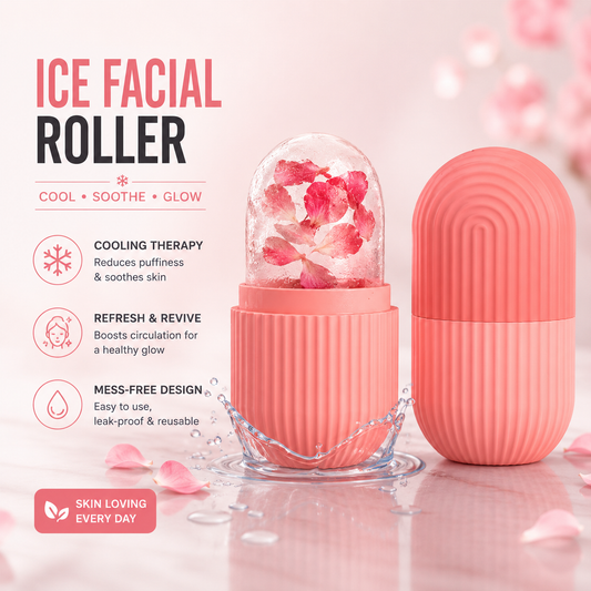 Reusable Ice Face Roller Mold – Silicone Facial Ice Therapy Tool for Glowing