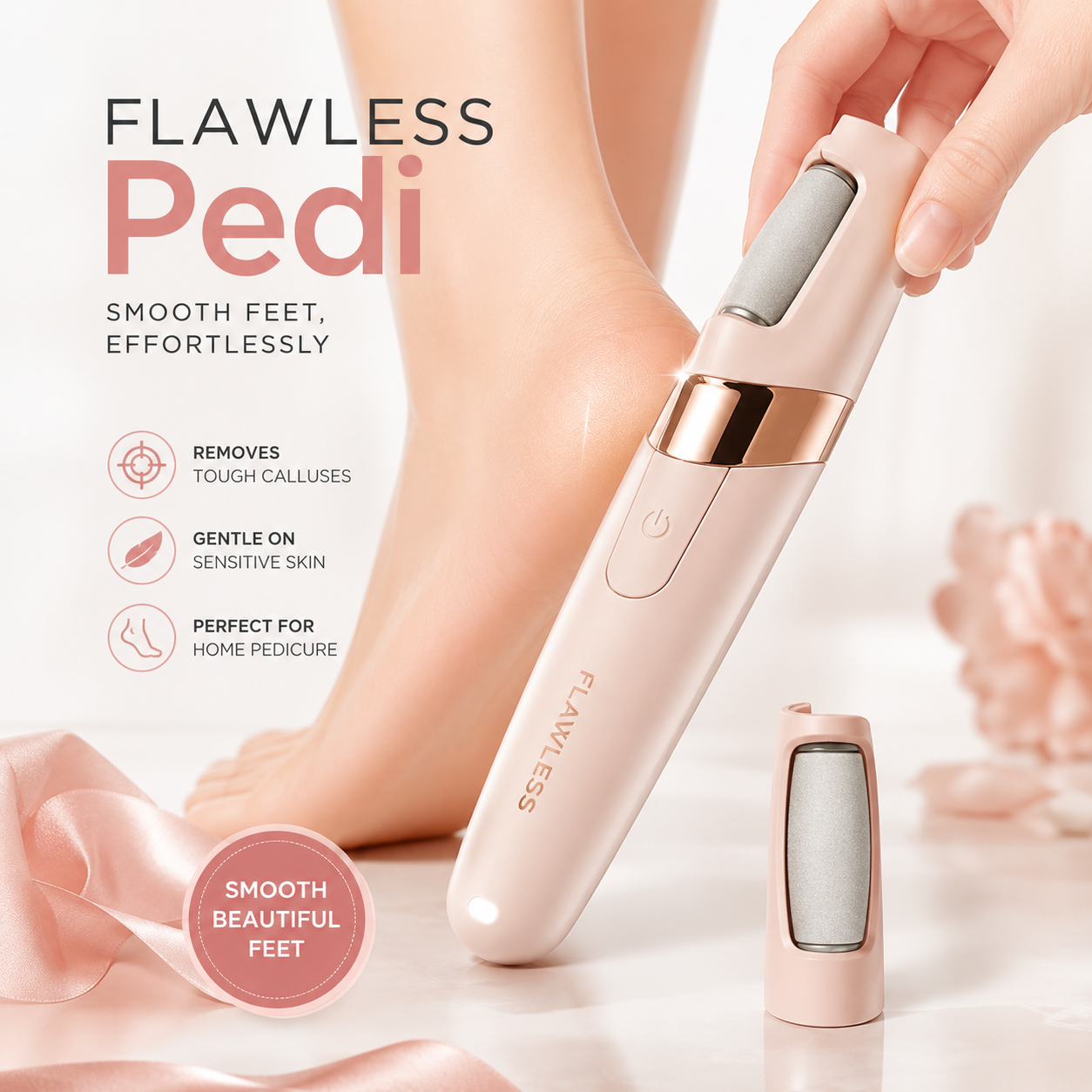 2-in-1 Electric Callus Remover – Portable Foot Care Pedicure Tool with Dual Rollers for Smooth &amp; Soft Feet
