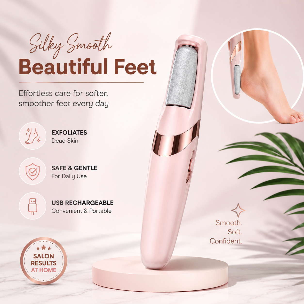 2-in-1 Electric Callus Remover – Portable Foot Care Pedicure Tool with Dual Rollers for Smooth &amp; Soft Feet