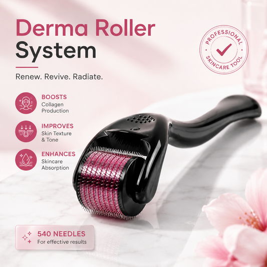 540 Needle Derma Roller – Professional Microneedling Skincare Tool for Face, Beard &amp; Hair Growth