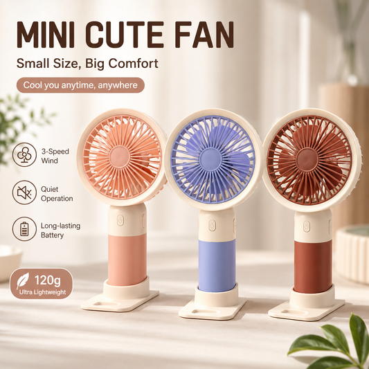 Mini Handheld Rechargeable Fan – Portable USB Cooling Fan with 3 Speed Modes &amp; Digital Display