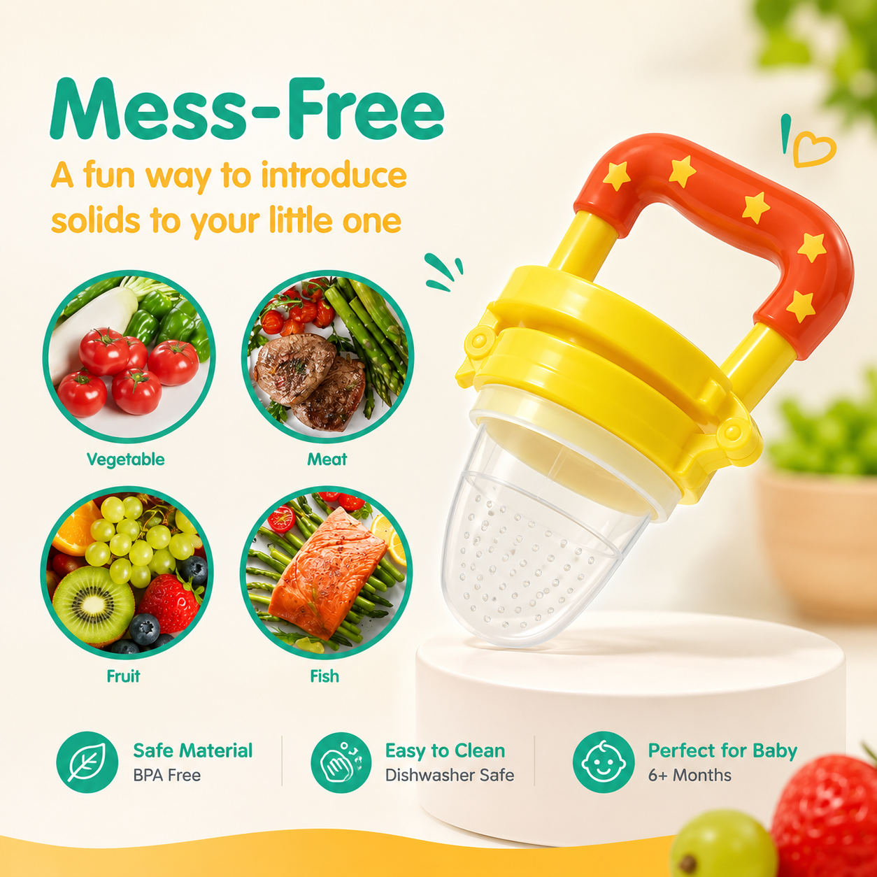 Baby Fruit Feeder Pacifier – Silicone Fresh Food Feeder &amp; Teething Soother for Infants