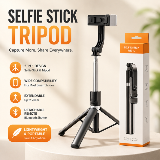 Wireless Selfie Stick Tripod – Extendable Bluetooth Selfie Stick with Remote Control &amp; Phone Holder
