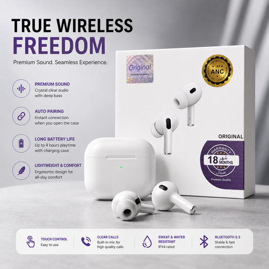ANC Wireless Earbuds Pro – Active Noise Cancellation Bluetooth Earphones with Premium Sound &amp; Charging Case