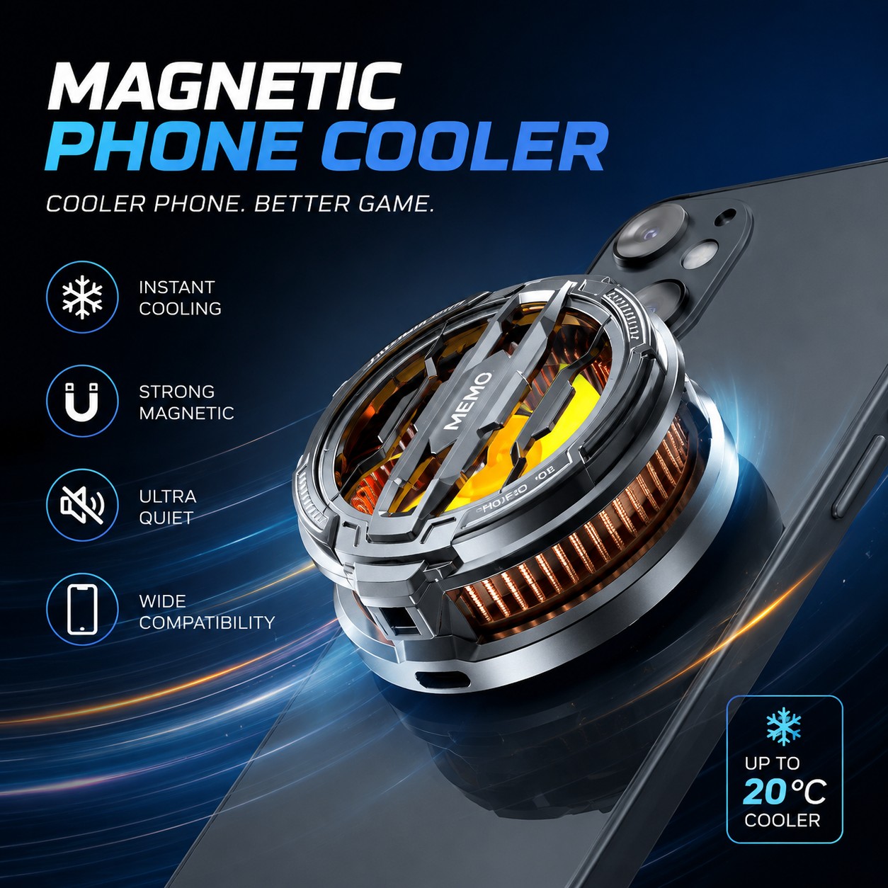 Magnetic Mobile Phone Cooler – Ultra-Quiet Semiconductor Cooling Fan for Gaming &amp; Live Streaming