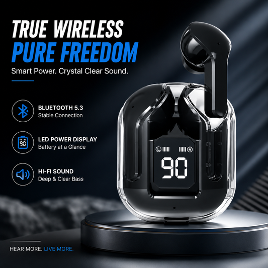 ElixPods Air31 Wireless Earbuds – LED Digital Display, Deep Bass Sound &amp; Bluetooth 5.3