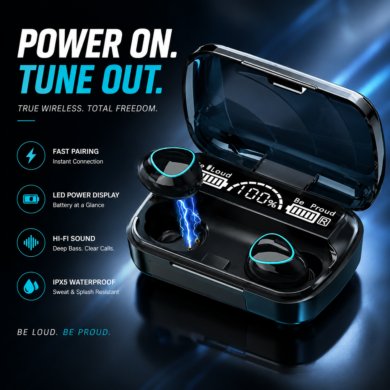ElixPods M10 Pro Wireless Earbuds – LED Power Display, Deep Bass Stereo Sound &amp; Long Battery Life