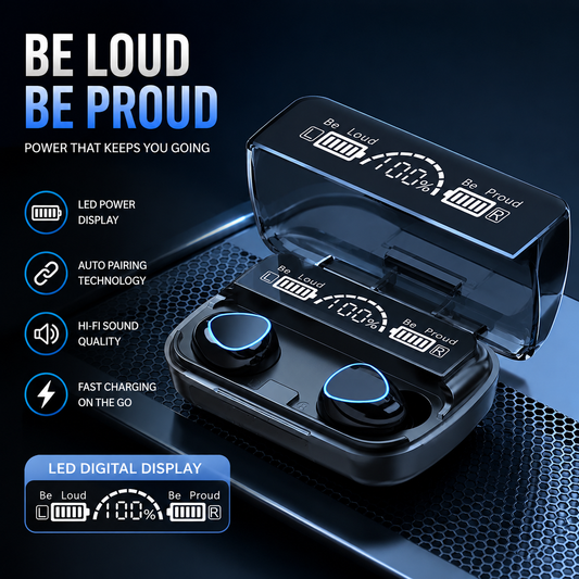 ElixPods M10 Pro Wireless Earbuds – LED Power Display, Deep Bass Stereo Sound &amp; Long Battery Life