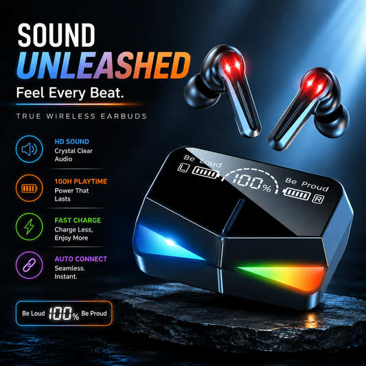 Gaming Wireless Earbuds – RGB Charging Case, Ultra-Low Latency &amp; Deep Bass Sound