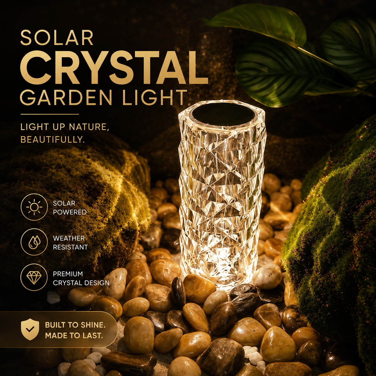 RGB Crystal Touch Table Lamp – Rechargeable Diamond LED Night Light with 16 Color Modes &amp; Remote Control