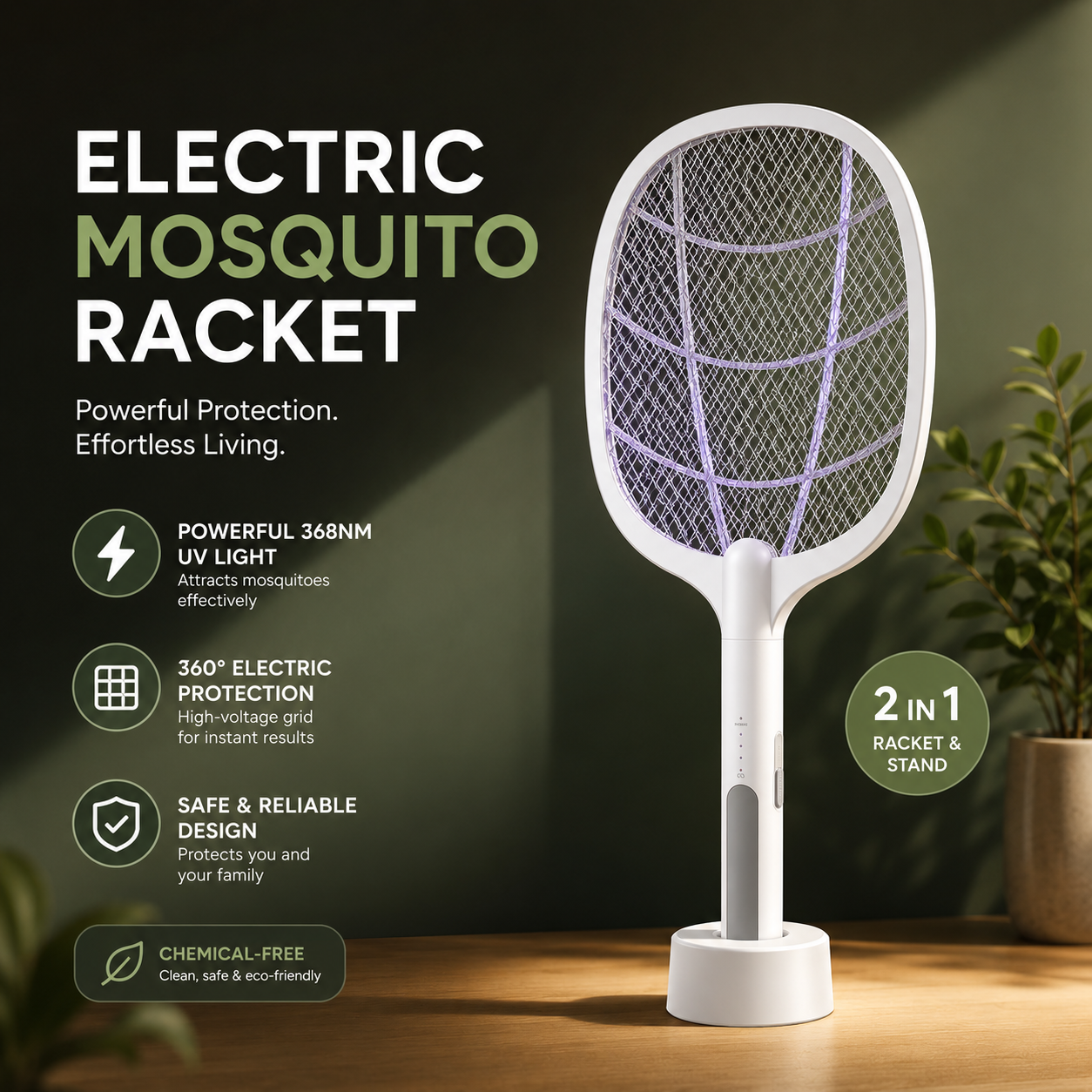 Rechargeable USB Electric Mosquito Killer Racket – Portable Insect Zapper Bat