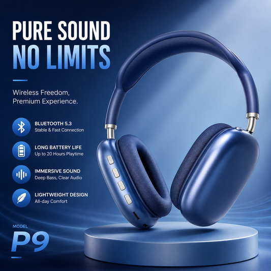P9 Wireless Over-Ear Headphones – Hi-Fi Sound, Bluetooth 5.3 &amp; 40H Battery Life