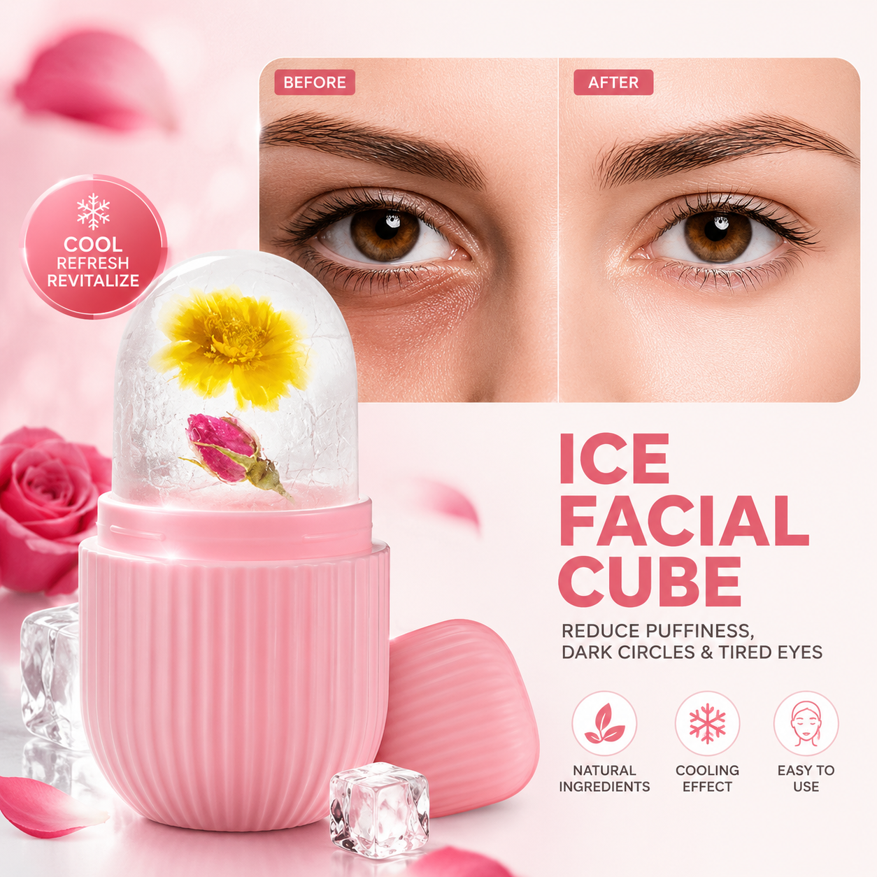 Reusable Ice Face Roller Mold – Silicone Facial Ice Therapy Tool for Glowing