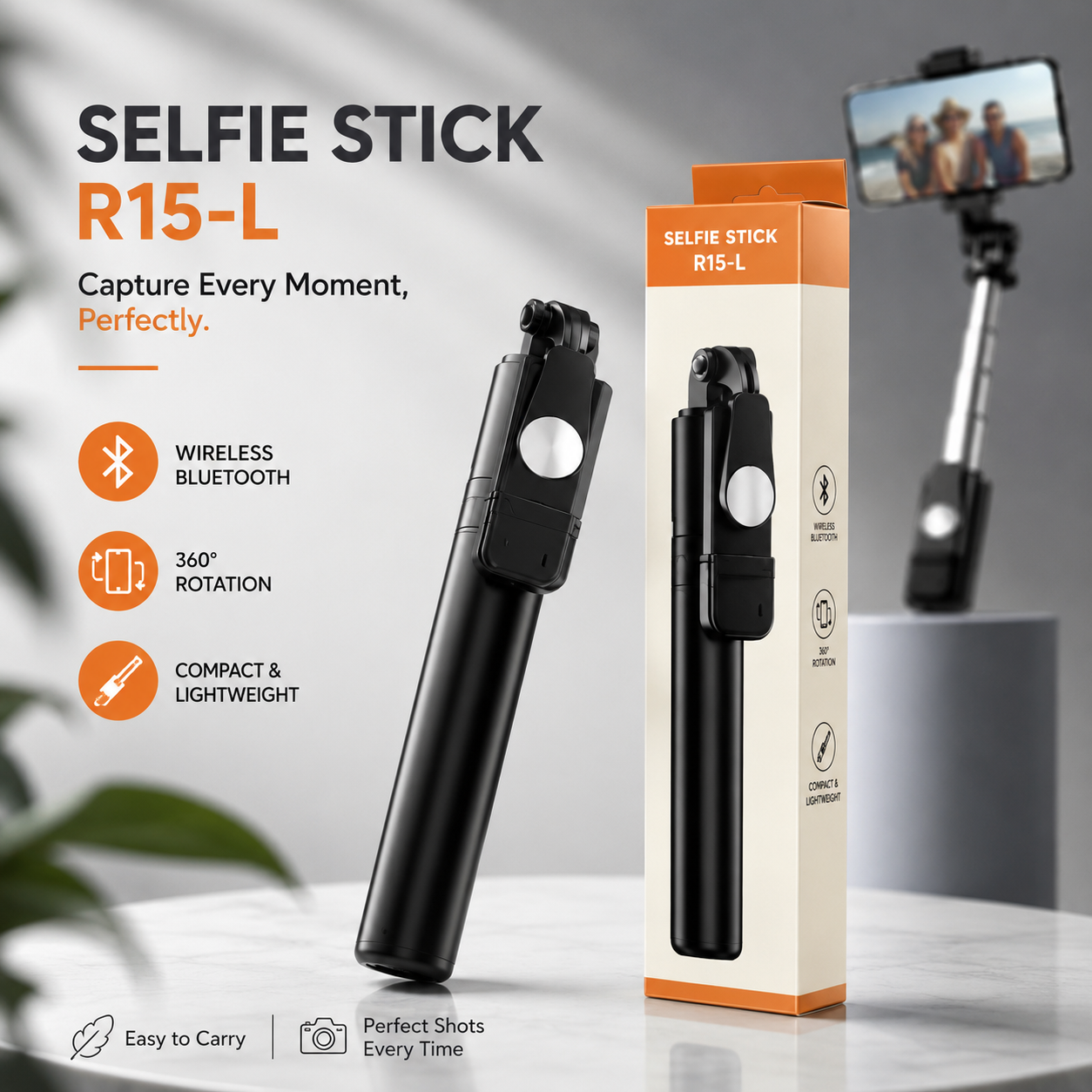 Wireless Selfie Stick Tripod – Extendable Bluetooth Selfie Stick with Remote Control &amp; Phone Holder