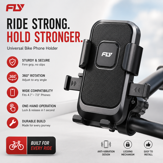 360° Rotating Motorcycle &amp; Bicycle Phone Holder – Universal Anti-Shake Mobile Mount for Bikes