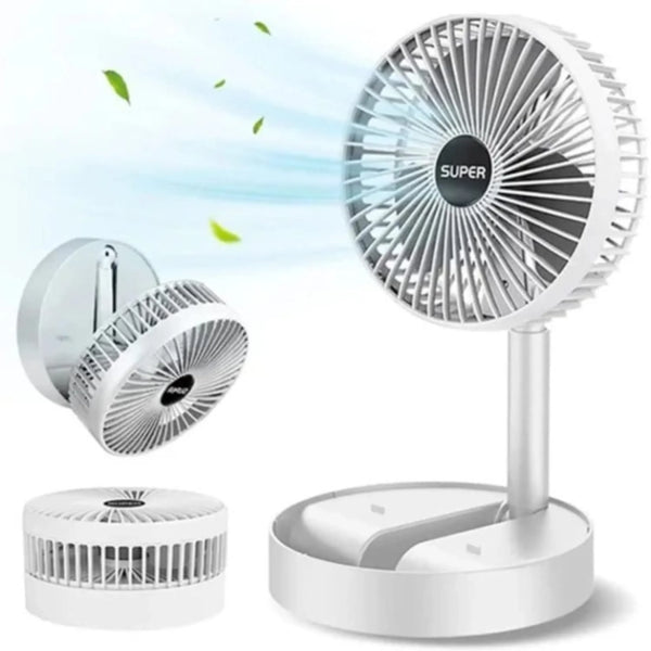Rechargeable Portable Folding Table Fan | 3-Speed Telescopic Desk Fan